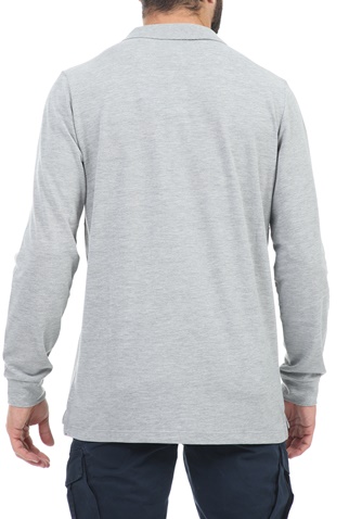 BEVERLY HILLS POLO CLUB-Ανδρική polo μπλούζα BEVERLY HILLS POLO CLUB M L/S POLO PIECED  γκρι