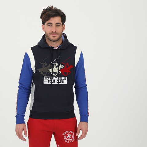 BEVERLY HILLS POLO CLUB-Ανδρική φούτερ μπούζα BEVERLY HILLS POLO CLUB BHP.0W1.016.029 μπλε