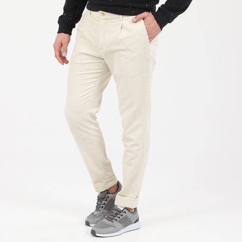 SCOTCH & SODA-Ανδρικό κοτλέ παντελόνι SCOTCH & SODA BLAKE - Pleated corduroy μπεζ