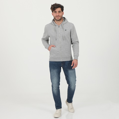 BEVERLY HILLS POLO CLUB-Ανδρική φούτερ ζακέτα BEVERLY HILLS POLO CLUB BHP.0W1.016.001 γκρι