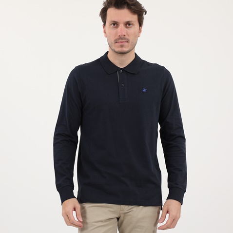 BEVERLY HILLS POLO CLUB-Ανδρική polo μπλούζα BEVERLY HILLS POLO CLUB μπλε 
