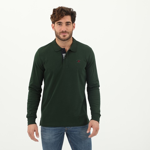 BEVERLY HILLS POLO CLUB-Ανδρική polo μπλούζα BEVERLY HILLS POLO CLUB πράσινη 