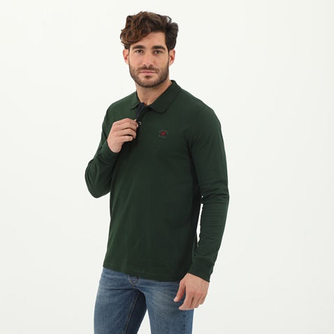 BEVERLY HILLS POLO CLUB-Ανδρική polo μπλούζα BEVERLY HILLS POLO CLUB πράσινη 