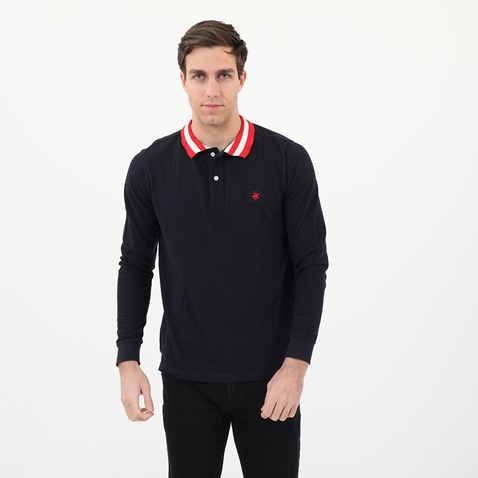 BEVERLY HILLS POLO CLUB-Ανδρική polo μπλούζα BEVERLY HILLS POLO CLUB BHP.0W1.062.014 μπλε