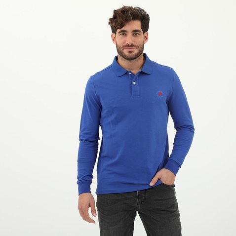 BEVERLY HILLS POLO CLUB-Ανδρική polo μπλούζα BEVERLY HILLS POLO CLUB μπλε