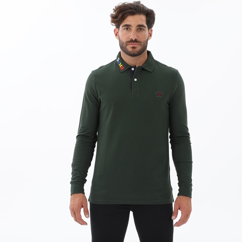BEVERLY HILLS POLO CLUB-Ανδρική polo μπλούζα BEVERLY HILLS POLO CLUB BHP.0W1.062.006 πράσινη