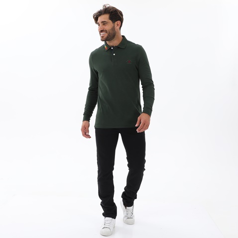 BEVERLY HILLS POLO CLUB-Ανδρική polo μπλούζα BEVERLY HILLS POLO CLUB BHP.0W1.062.006 πράσινη
