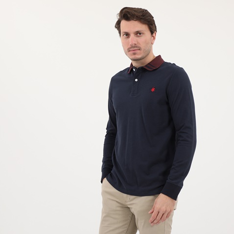BEVERLY HILLS POLO CLUB-Ανδρική polo μπλούζα BEVERLY HILLS POLO CLUB μπλε
