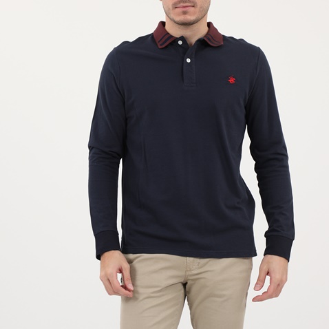 BEVERLY HILLS POLO CLUB-Ανδρική polo μπλούζα BEVERLY HILLS POLO CLUB μπλε