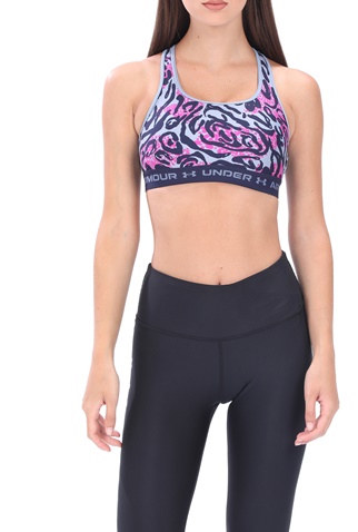 UNDER ARMOUR-Γυναικείο αθλητικό μπουστάκι UNDER ARMOUR Crossback Mid Print μπλε μοβ