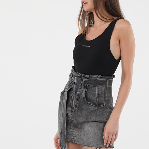 CALVIN KLEIN JEANS-Γυναικείο κορμάκι top CALVIN KLEIN JEANS J20J215696 MICRO BRANDING RIB μαύρο