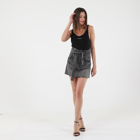 CALVIN KLEIN JEANS-Γυναικείο κορμάκι top CALVIN KLEIN JEANS J20J215696 MICRO BRANDING RIB μαύρο