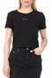 CALVIN KLEIN JEANS-Γυναικεία μπλούζα CALVIN KLEIN JEANS MICRO BRANDING CROP RIB μαύρη