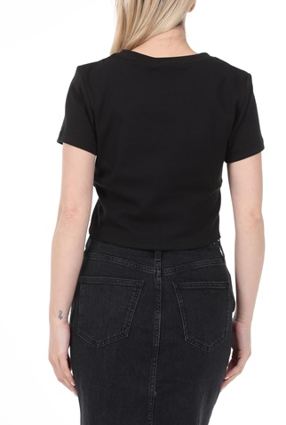 CALVIN KLEIN JEANS-Γυναικεία μπλούζα CALVIN KLEIN JEANS MICRO BRANDING CROP RIB μαύρη