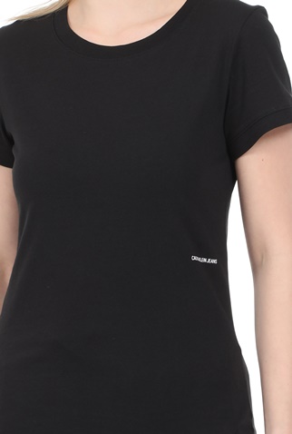 CALVIN KLEIN JEANS-Γυναικεία μπλούζα CALVIN KLEIN JEANS MICRO BRANDING OFF PLACED μαύρη
