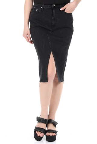 CALVIN KLEIN JEANS-Γυναικεία midi jean φούστα CALVIN KLEIN JEANS μαύρη