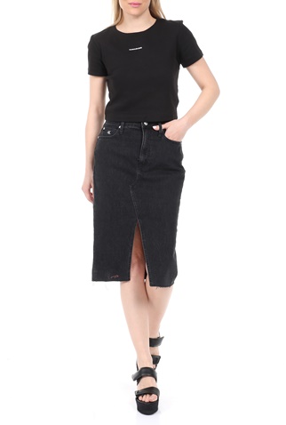 CALVIN KLEIN JEANS-Γυναικεία midi jean φούστα CALVIN KLEIN JEANS μαύρη