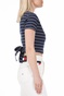 TOMMY HILFIGER-Γυναικείο top TOMMY HILFIGER STRIPED WRAP μπλε λευκό