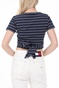 TOMMY HILFIGER-Γυναικείο top TOMMY HILFIGER STRIPED WRAP μπλε λευκό