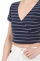 TOMMY HILFIGER-Γυναικείο top TOMMY HILFIGER STRIPED WRAP μπλε λευκό