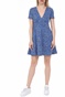 TOMMY HILFIGER-Γυναικείο mini φόρεμα TOMMY HILFIGER FIT FLARE LEO PRINT μπλε