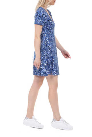 TOMMY HILFIGER-Γυναικείο mini φόρεμα TOMMY HILFIGER FIT FLARE LEO PRINT μπλε