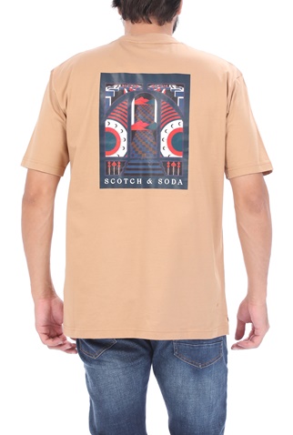SCOTCH & SODA-Ανδρικό t-shirt SCOTCH & SODA Oversized crewneck artwork t-s εκρού