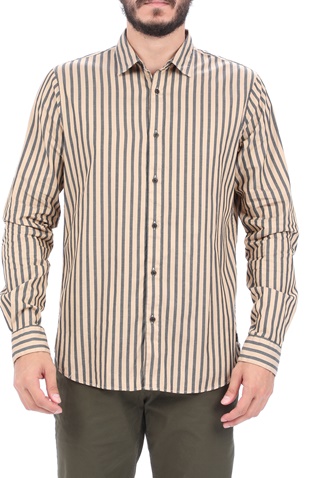 SCOTCH & SODA-Ανδρικό πουκάμισο SCOTCH & SODA REGULAR FIT- Cotton twill μαύρο μπεζ