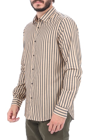 SCOTCH & SODA-Ανδρικό πουκάμισο SCOTCH & SODA REGULAR FIT- Cotton twill μαύρο μπεζ
