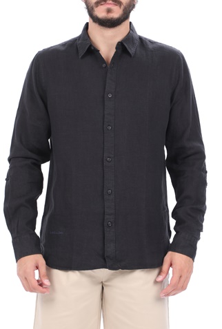 SCOTCH & SODA-Ανδρικό πουκάμισο SCOTCH & SODA REGULAR FIT- Garment-dyed line μαύρο