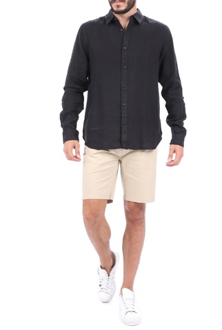 SCOTCH & SODA-Ανδρικό πουκάμισο SCOTCH & SODA REGULAR FIT- Garment-dyed line μαύρο