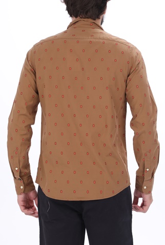 SCOTCH & SODA-Ανδρικό πουκάμισο SCOTCH & SODA REGULAR FIT- Summer fil coupι καφέ πορτοκαλί