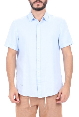 SCOTCH & SODA-Ανδρικό πουκάμισο SCOTCH & SODA REGULAR FIT- Classic short sle μπλε