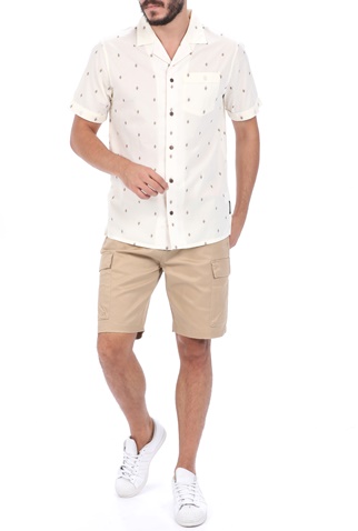 SCOTCH & SODA-Ανδρικό πουκάμισο SCOTCH & SODA HAWAII FIT εκρού