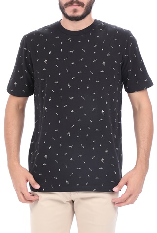 SCOTCH & SODA-Ανδρικό t-shirt SCOTCH & SODA Classic cotton-elastane μαύρο εκρού