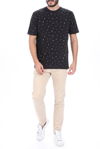 SCOTCH & SODA-Ανδρικό t-shirt SCOTCH & SODA Classic cotton-elastane μαύρο εκρού