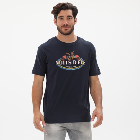 SCOTCH & SODA-Ανδρικό t-shirt SCOTCH & SODA 160859 Organic cotton jersey artwork μπλε