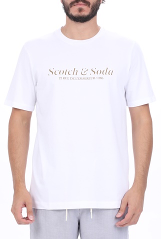 SCOTCH & SODA-Ανδρικό t-shirt SCOTCH & SODA Cotton-jersey logo artwork t-s λευκό