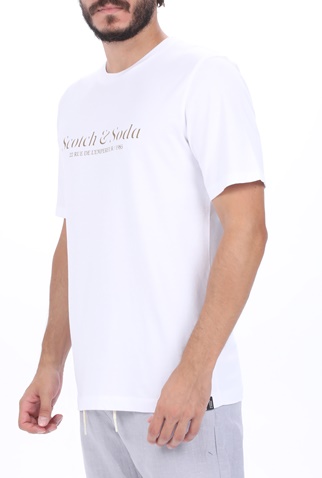 SCOTCH & SODA-Ανδρικό t-shirt SCOTCH & SODA Cotton-jersey logo artwork t-s λευκό