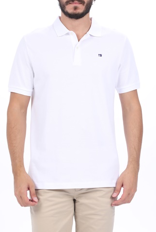 SCOTCH & SODA-Ανδρική polo μπλούζα SCOTCH & SODA λευκή