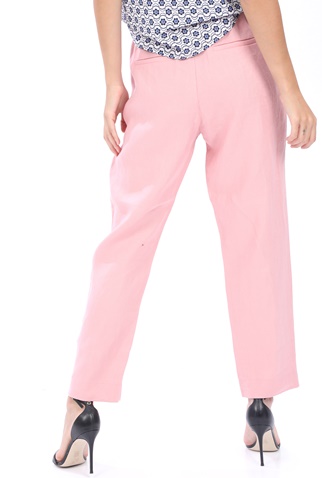 SCOTCH & SODA-Γυναικείο λινό παντελόνι SCOTCH & SODA high rise pants tapered ροζ