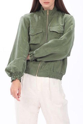 SCOTCH & SODA-Γυναικείο λινό jacket SCOTCH & SODA χακί