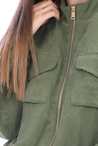 SCOTCH & SODA-Γυναικείο λινό jacket SCOTCH & SODA χακί