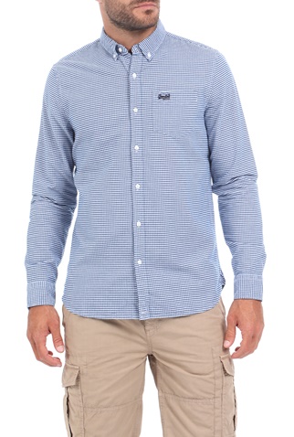 SUPERDRY-Ανδρικό oxford πουκάμισο SUPERDRY CLASSIC UNIVERSITY OXFORD μπλε λευκό