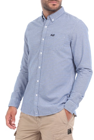 SUPERDRY-Ανδρικό oxford πουκάμισο SUPERDRY CLASSIC UNIVERSITY OXFORD μπλε λευκό
