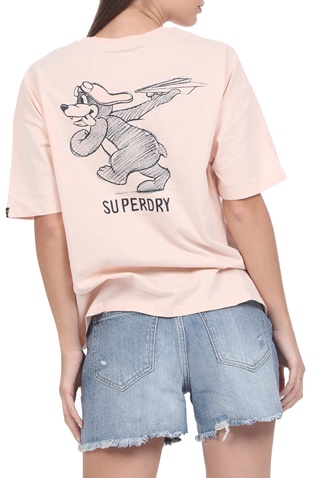 SUPERDRY-Γυναικείο t-shirt SUPERDRY MILITARY NARRATIVE BOXY μπεζ