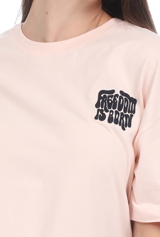 SUPERDRY-Γυναικείο t-shirt SUPERDRY MILITARY NARRATIVE BOXY μπεζ
