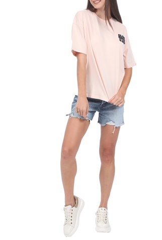 SUPERDRY-Γυναικείο t-shirt SUPERDRY MILITARY NARRATIVE BOXY μπεζ