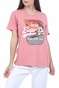 SUPERDRY-Γυναικείο t-shirt με στάμπα SUPERDRY ροζ