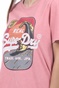 SUPERDRY-Γυναικείο t-shirt με στάμπα SUPERDRY ροζ